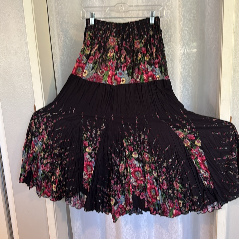 Floral Black Maxi Skirt